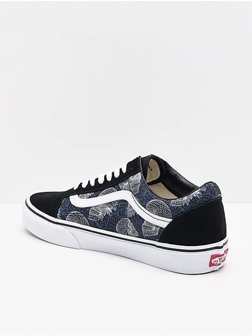Vans| Wideframe Skulls Pattern Black & White Classic Skate Low-Top Sneakers Sz 6